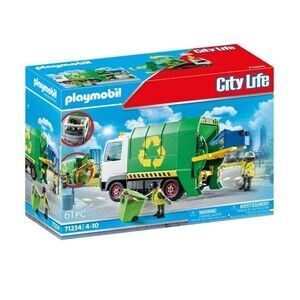 PLAYMOBIL Recycling Truck Playset Multicolor Toy Figure with Bins and Garbage